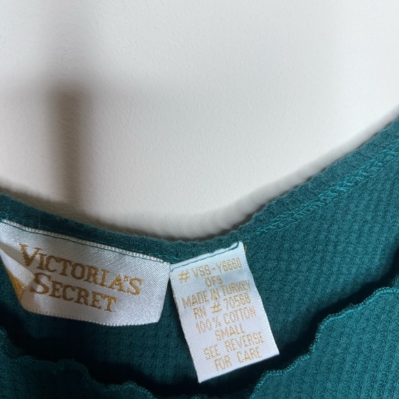 Vintage Victoria’s Secret Gold Label Mini Dress Green Thermal Lettuce Hem Small - Picture 2 of 7